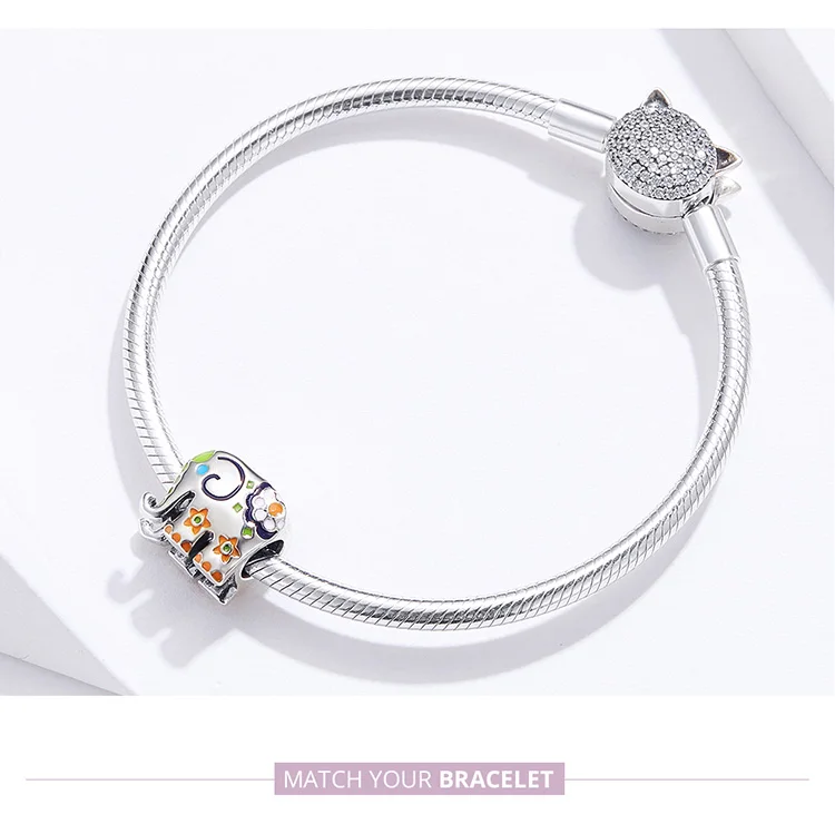 fit Pandora Bracelet Silver 925 Original Cute Flower Elephant Dog Bear Beads S925 Panda Peacock Dolphin Charms Jewelry Making