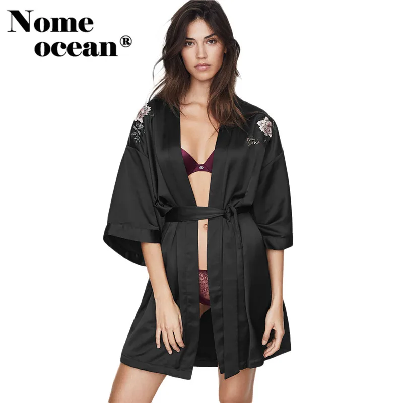 Кимоно с цветочной вышивкой блузки поясом на талии средней длины женские рубашки