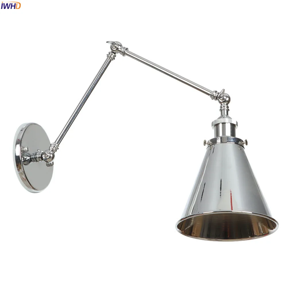 IWHD Серебряный Лофт стиль ретро настенные светильники для гостиной с длинным
