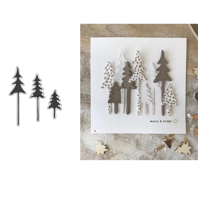 Хемер 3 шт сосновые деревья металлические Вырубные штампы для скрапбукинга 2019