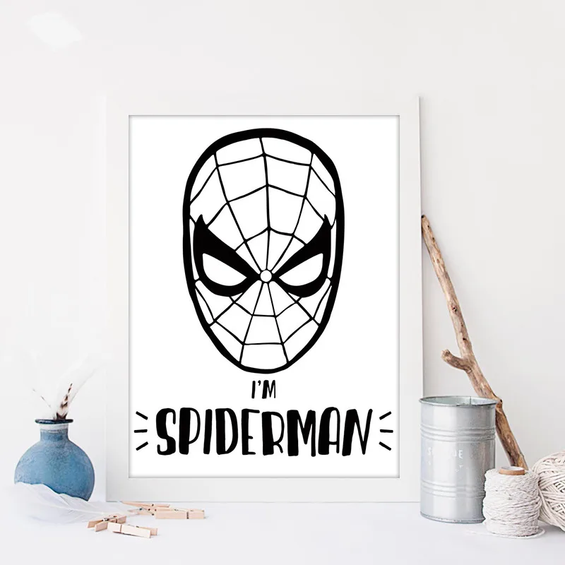 Новый скандинавский Мстители Бэтмен Человек-паук Железный человек Цитата холст