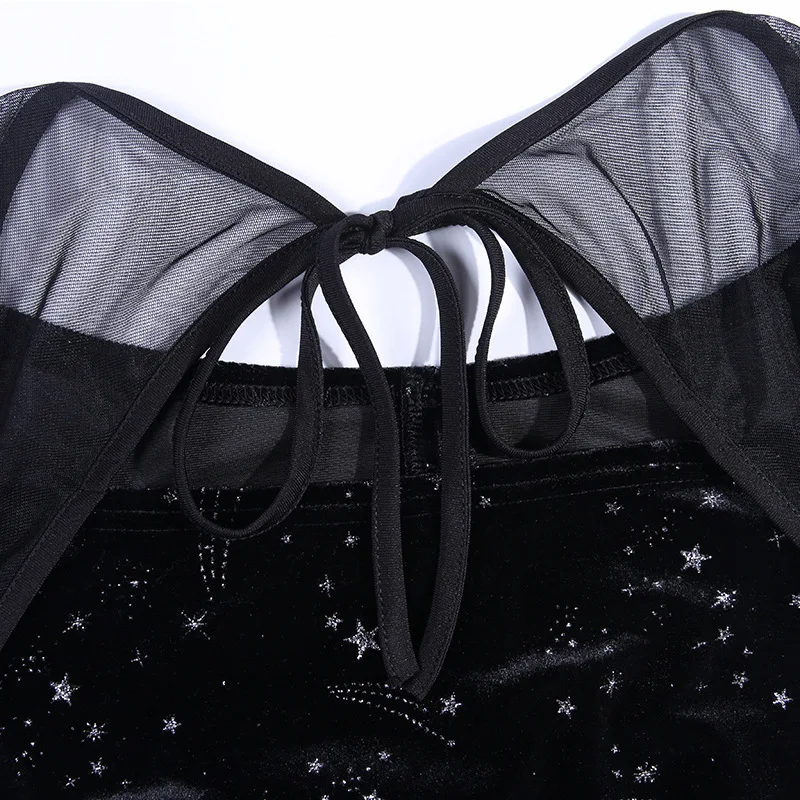 2в1 костюмы Звездный принт шикарный готический темно-женское с буфами рукав