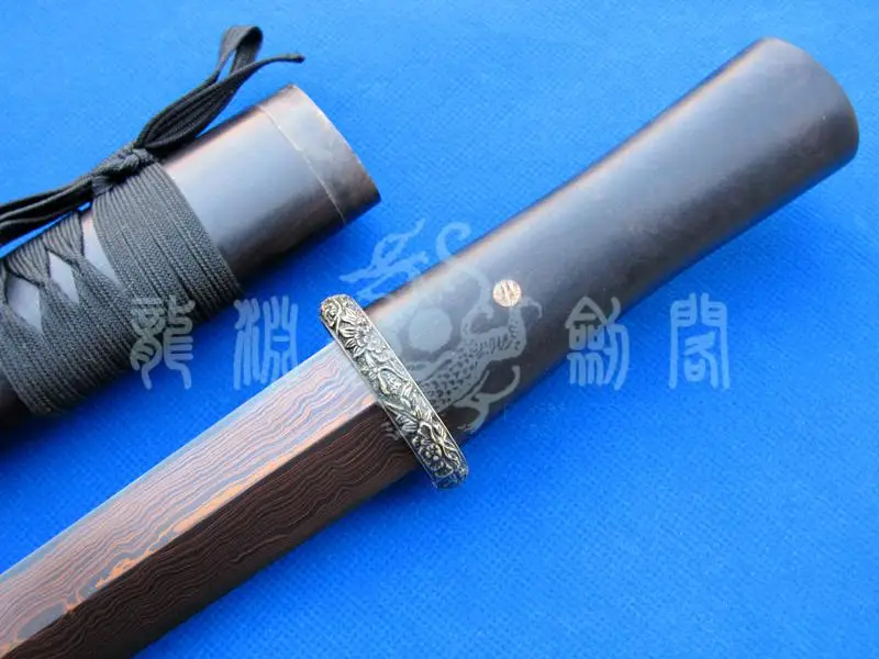 Сварной стальной нож S4342 черный черное дерево красная Дамасская сталь с