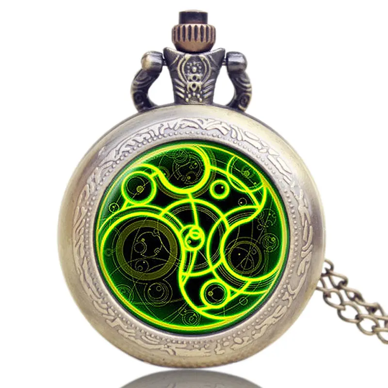 Fashion Pocket Watch Doctor Who Unique Design Glass Dome White Round Dial With Bronze Retro Necklace Chain Reloj De Bolsillo | Наручные