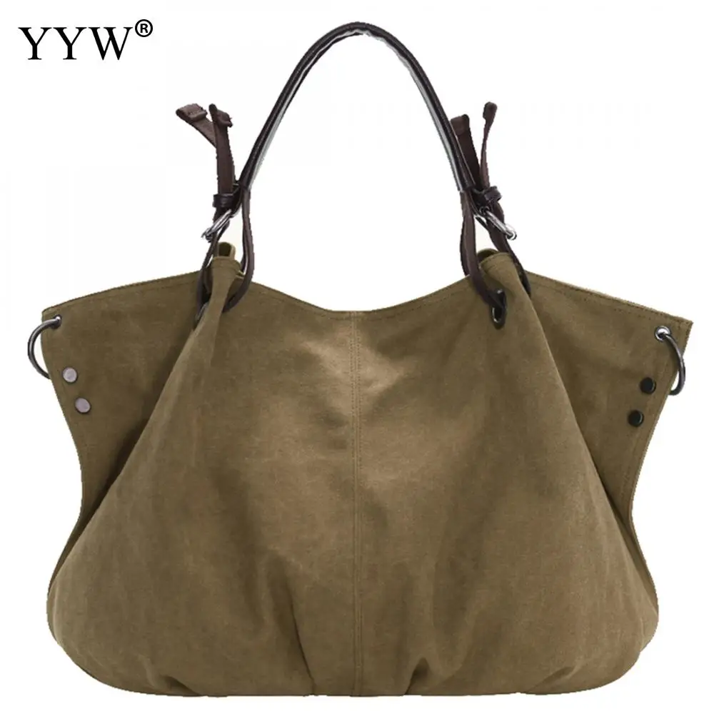 

Big Handbag Female Canvas Shoulder Bag Tote Vintage Handbags Women Gothic Large Capacity Soft Shopping Bags Women'S Day Bag