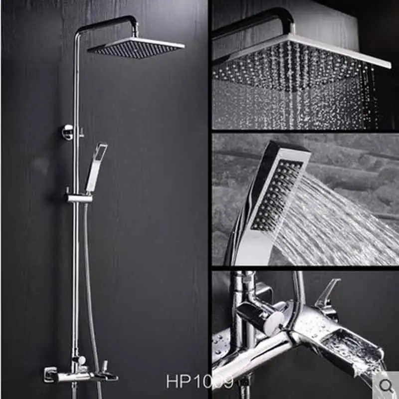 

10-дюймовая шпилька квадратный набор для душа с ручным душем спрей и пушка брызга медный смеситель для душа набор керамической золотник душе...