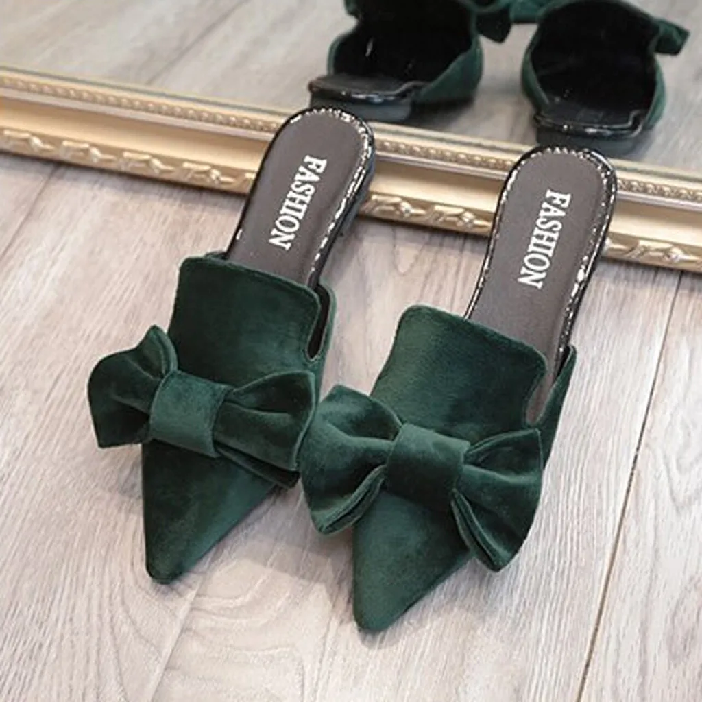 Женские туфли без задника YOUYEDIAN на низком каблуке с большим бантом zapato tacon ancho