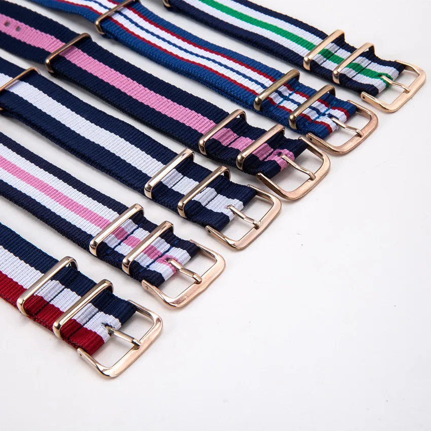 Ремешок для наручных часов в полоску нейлоновый армейский браслет разные цвета 10