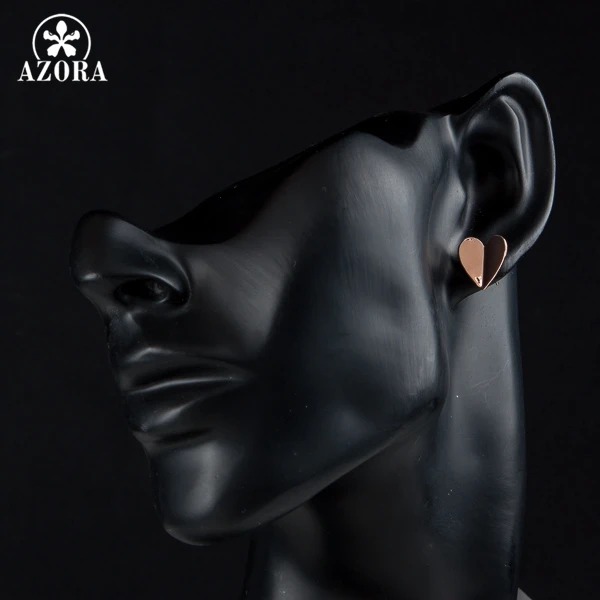 AZORA классические серьги гвоздики золотого цвета в форме сердца TE0082|heart stud earrings|stud