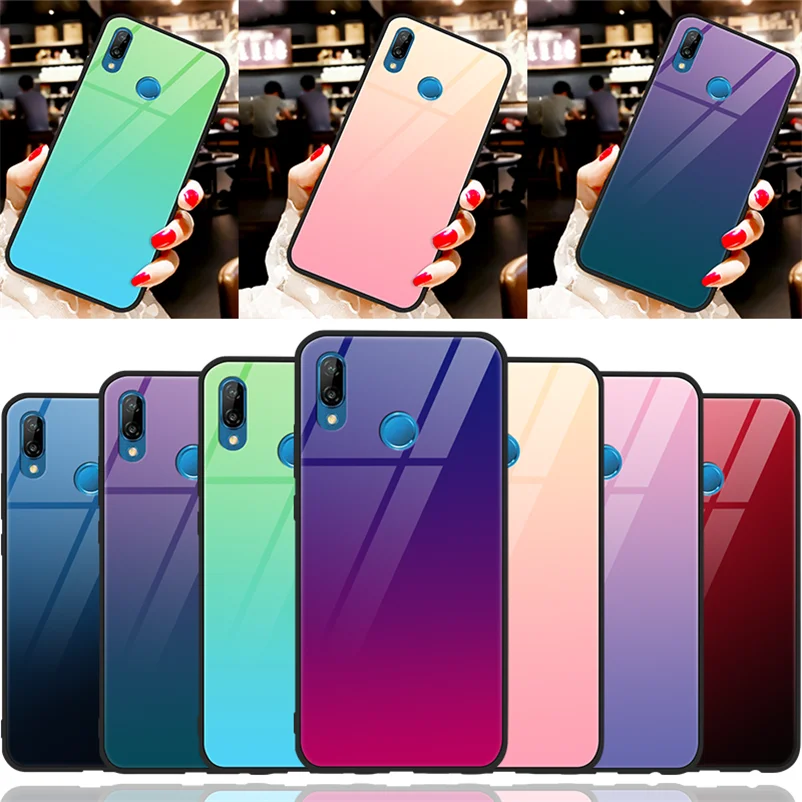 Градиентный телефонный чехол для huawei Y5 Y9 Y6 Y7 рro рrime P30 P20 Pro Lite красочные Стекло крышка чехол для Honor 8S 8A 8X 10i 20i