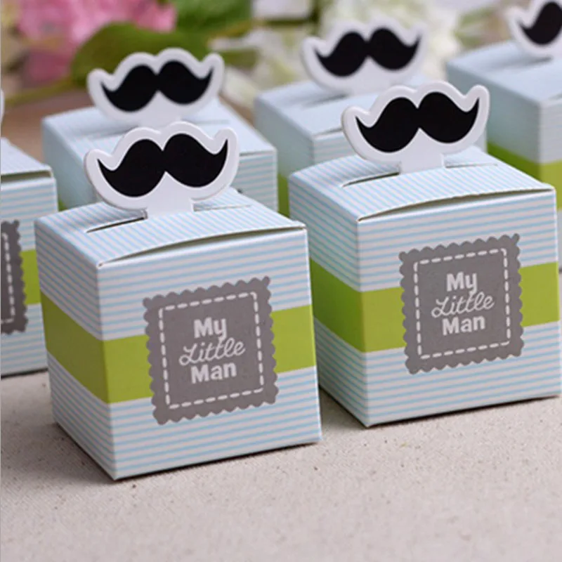 20 шт./лот усы/галстук Baby Shower любимые коробки день рождения коробочка для конфет на вечеринку Baby Shower подарочные коробки для детей