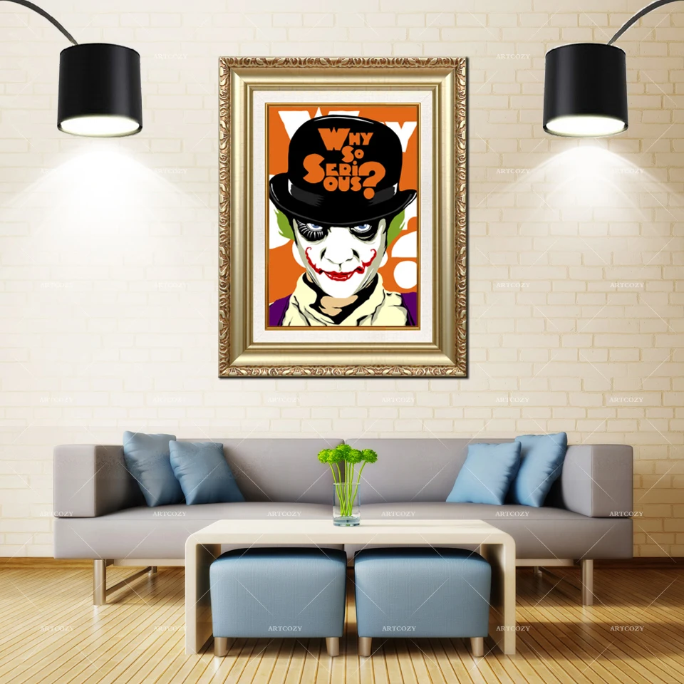 

Artcozy Golden Frame Abstract clockwork joker Waterproof Canvas Painting