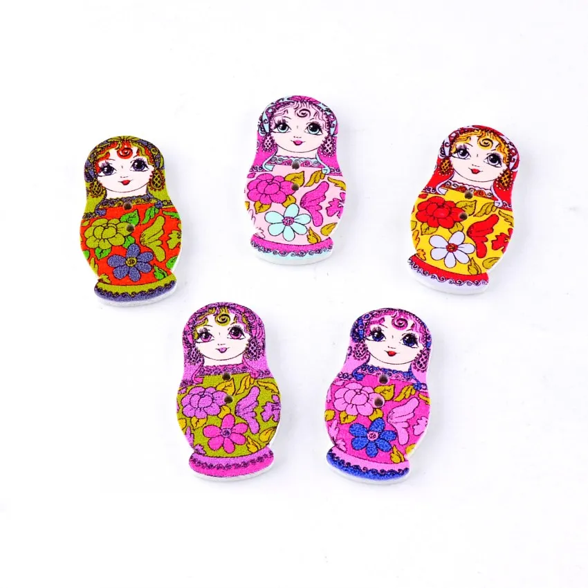 Розничная продажа 10 шт. случайный смешанный милый русский кукла 2 отверстия