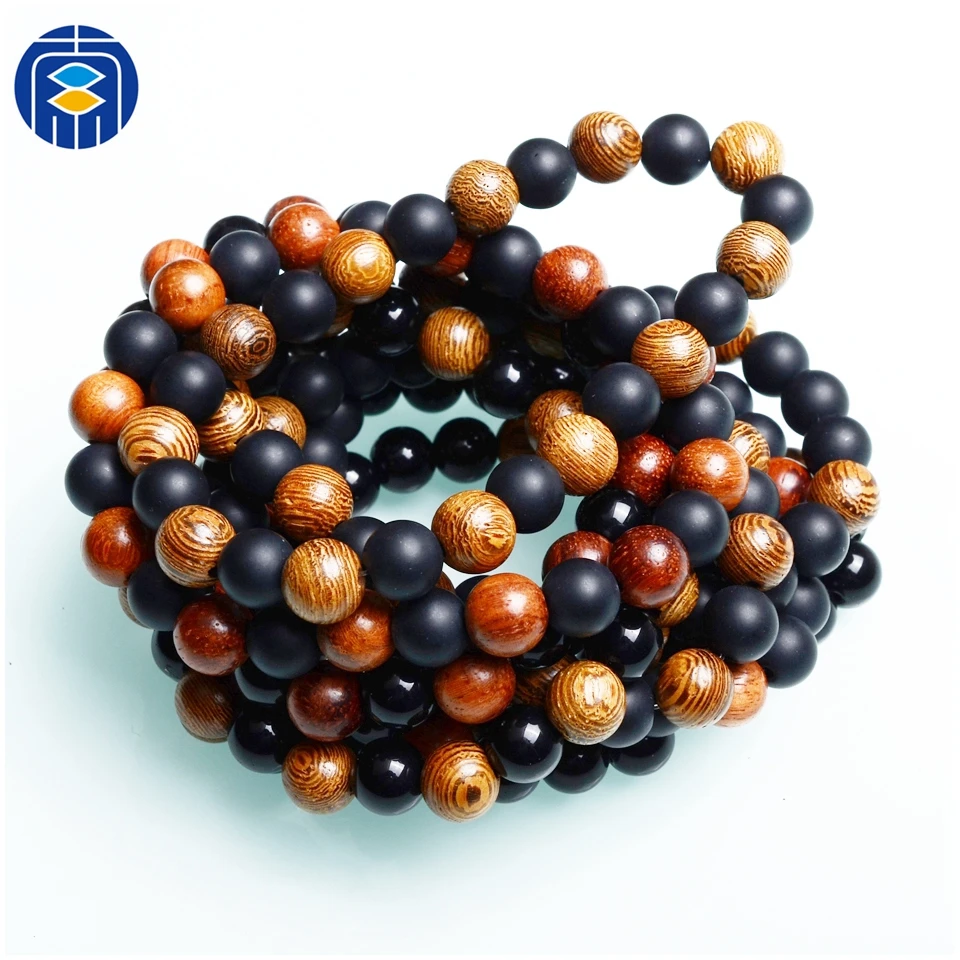 JuleeCrystal Men браслет из деревянных бусин 6mm 8mm Black Matte браслеты с бусинами ручной