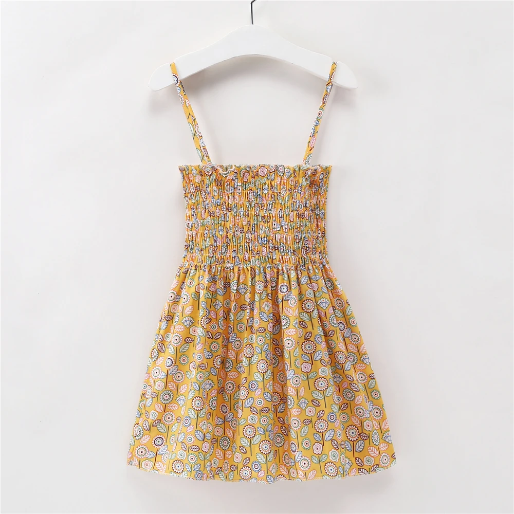 Latest Baby Girl Dress Elegant Cotton Sleeveless Children's Princess Clothing Flower Printed Clothes Toddler Kids Sling Dresses | Детская