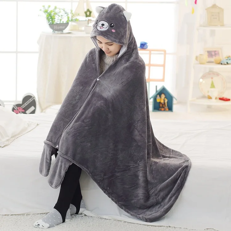 

Плюшевое одеяло, 1 шт., 170 см, модель собаки, шаль, перчатки, теплая мягкая фланелевая игрушка для офиса, отдыха на открытом воздухе, подарок дл...