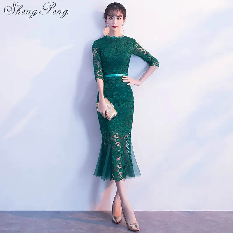 Новое поступление китайское платье qipao с рукавом до локтя платья в восточном