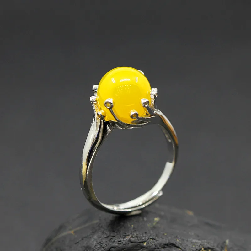 

925 Silver women's unique new simple yellow fruit blossom ring