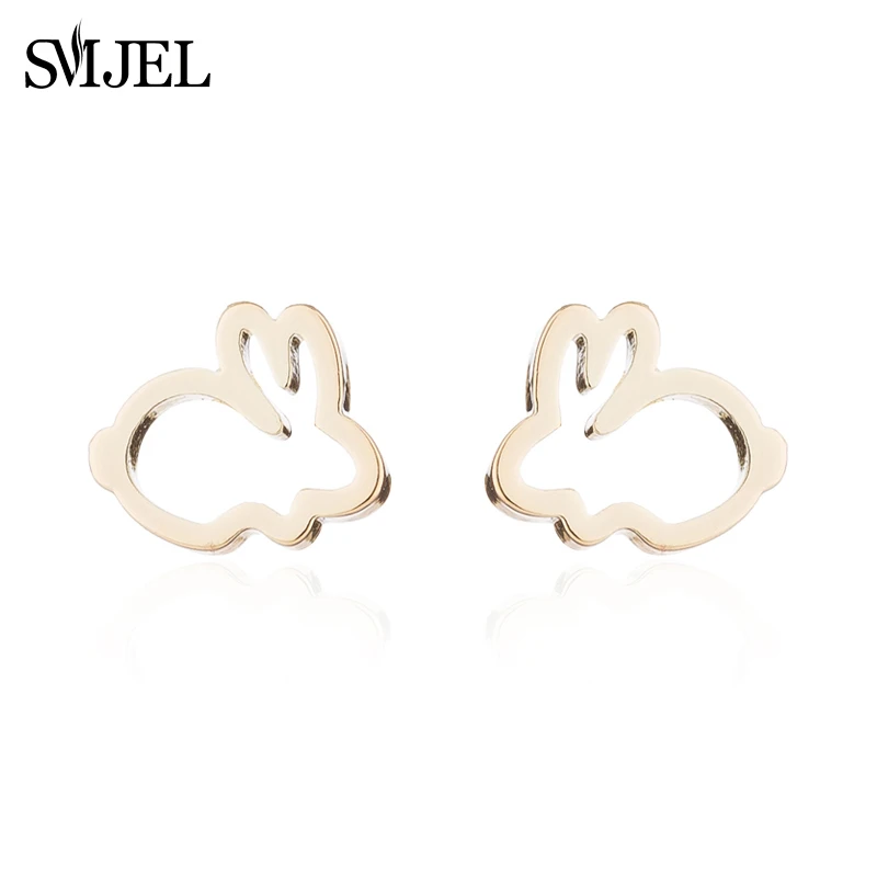 Женские серьги SMJEL из нержавеющей стали черные кролики для пирсинга украшения