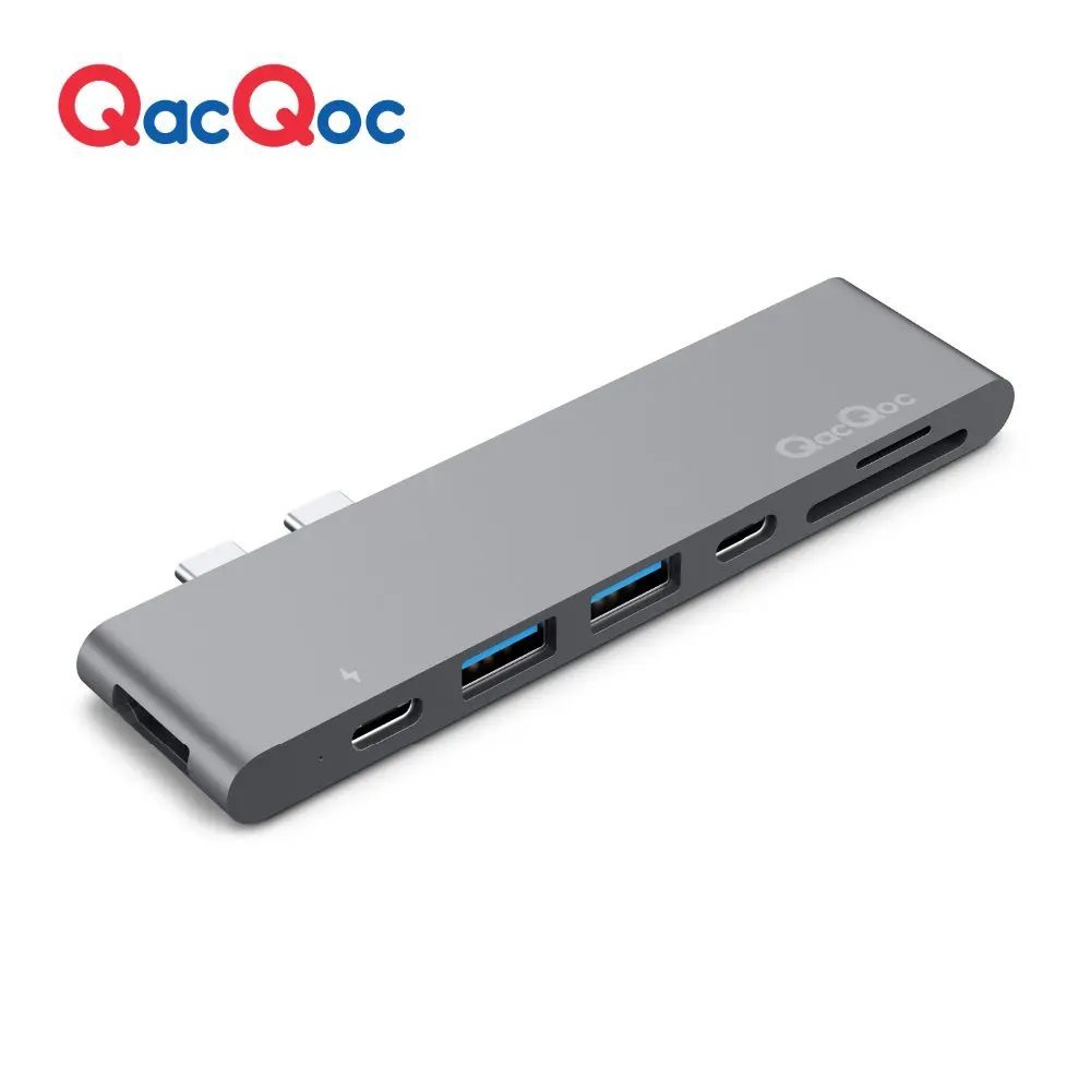 Qacqoc GN28K алюминия usb c концентратор с 4 К Выход Card Reader 2 USB 3.0 Порты 40 Гбит/с Тип C