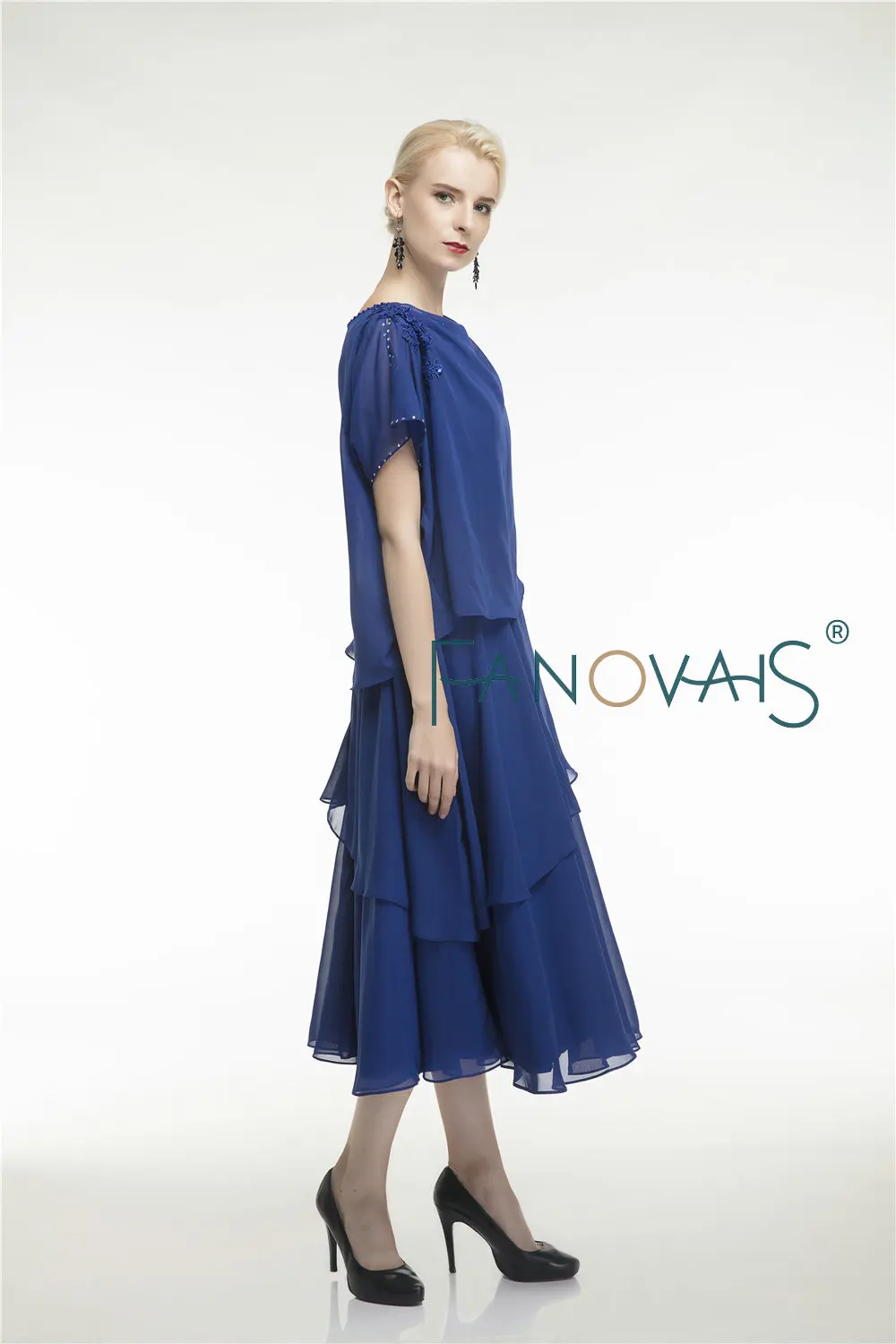 Королевский синий шифон мать невесты Платья вечернее платье для матери Vestido de Festa