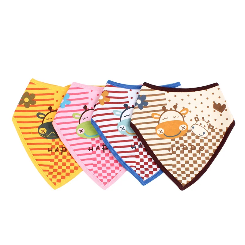 4 шт. Детские Мультяшные нагрудники корова Детская бандана хлопок Двусторонняя