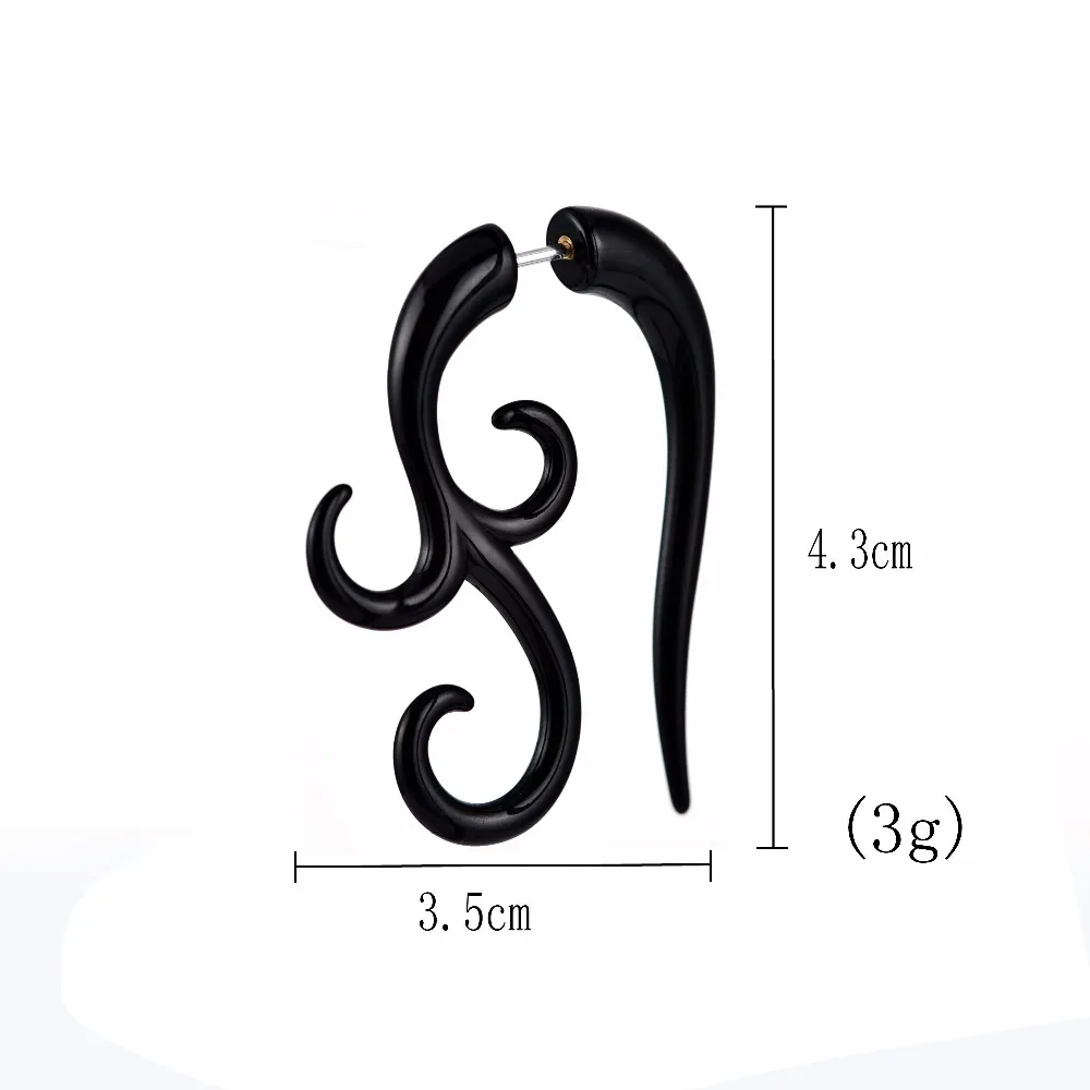 Fashion Unisex Black Spiral Snail Ear Cuff Earrings Cool Gothic Punk Geometric Stud Earring Men Women Rock Party Jewelry | Украшения и