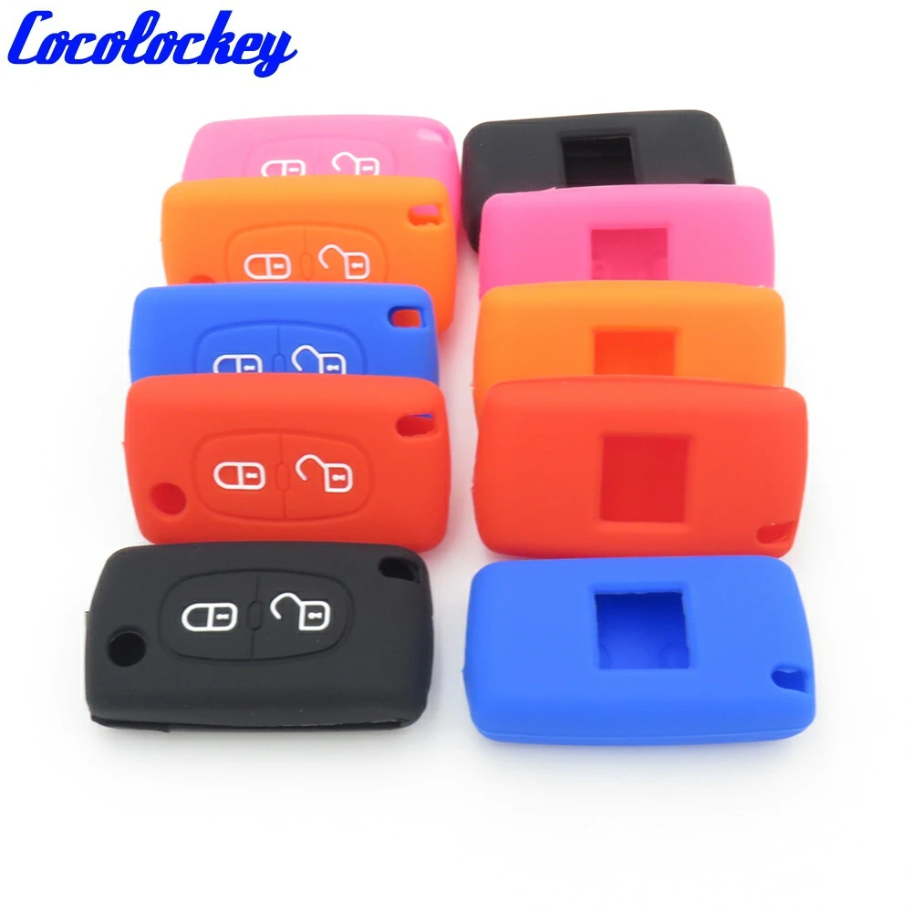 Cocolockey 2 кнопочный силиконовый чехол для автомобильного ключа PEUGEOT 206 207 307 308 407 408