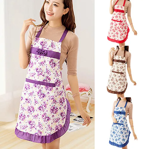 

Women's Waterproof Housewife Kitchen Waist Aprons Jeanette Floral