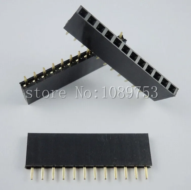 

100PCS 12Pin 2.54mm Single Row Straight Female Pin Header 12P Strip PBC