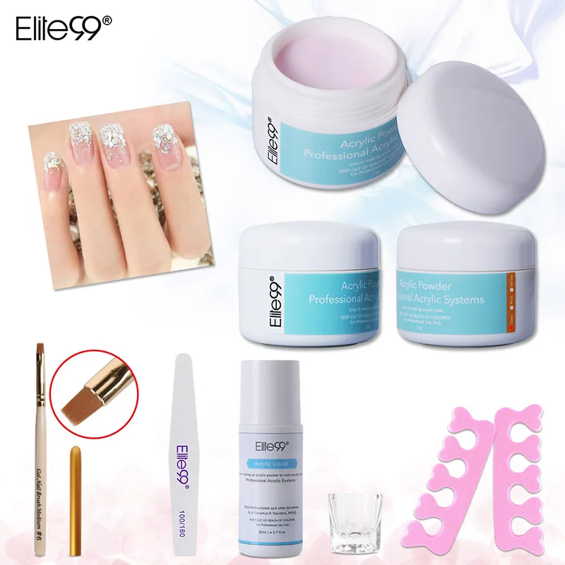 Elite99 Профессиональный акриловый порошок Кристальный Маникюр розовый белый