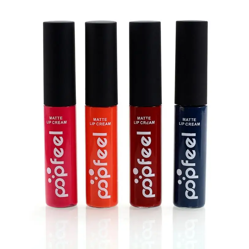 Brand Popfeel 12 Color Liquid Lip Gloss Makeup Waterproof batom Tint Red Velvet Matte Lipstick lips tattoo |
