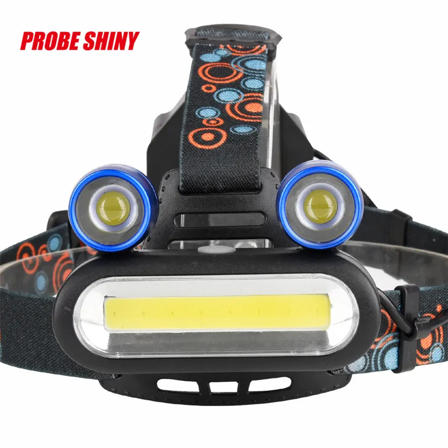 PROBE SHINY 2017 15000LM 2x XM L T6 светодиодный + COB Перезаряжаемый USB 18650 налобный фонарь синий
