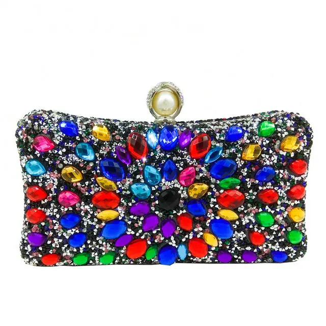 Black Diamond Bag Boutique De FGG разноцветный кристалл для женщин жемчуг бисером Черный Вечерние металлическая Сумка-клатч Свадебная вечеринка Пром Свадебная сумочка кошелек - Цвет: Black Diamond Bag