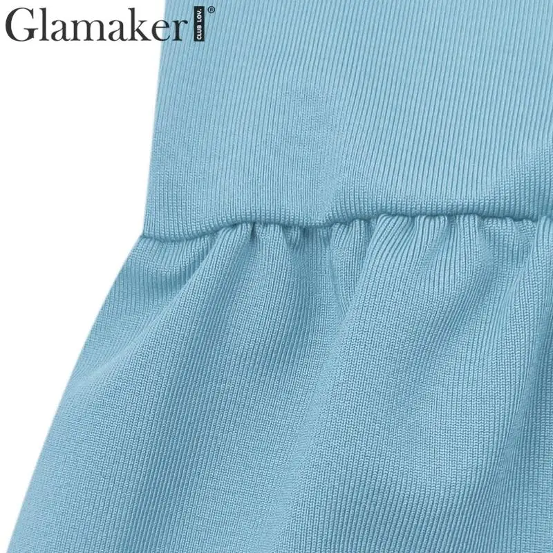 Glamaker мини-платье с открытыми плечами и оборками, летнее праздничное пляжное красное короткое платье, женская уличная одежда, элегантное Клубное сексуальное платье, Новинка