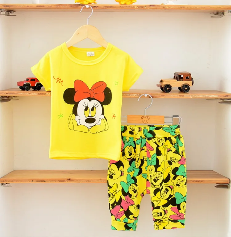 Комплекты летней одежды с Мини для девочек футболка и шорты Спортивные костюмы