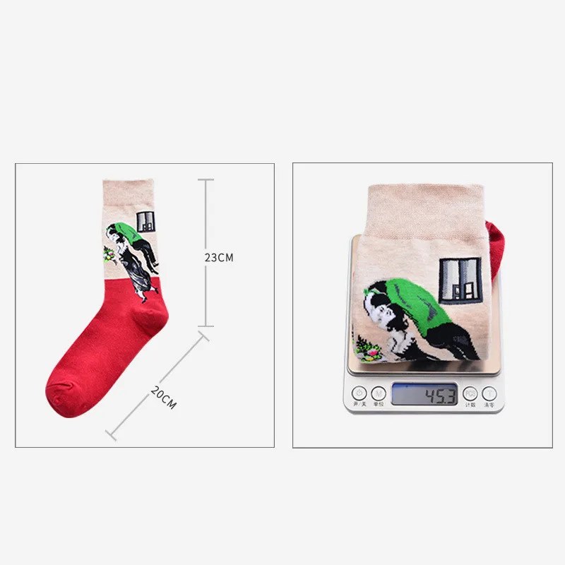 CRAZY FLY Fashion Art Women Socks Abstract Oil Painting Series van gogh Cotton Colorful Harajuku Funny socks