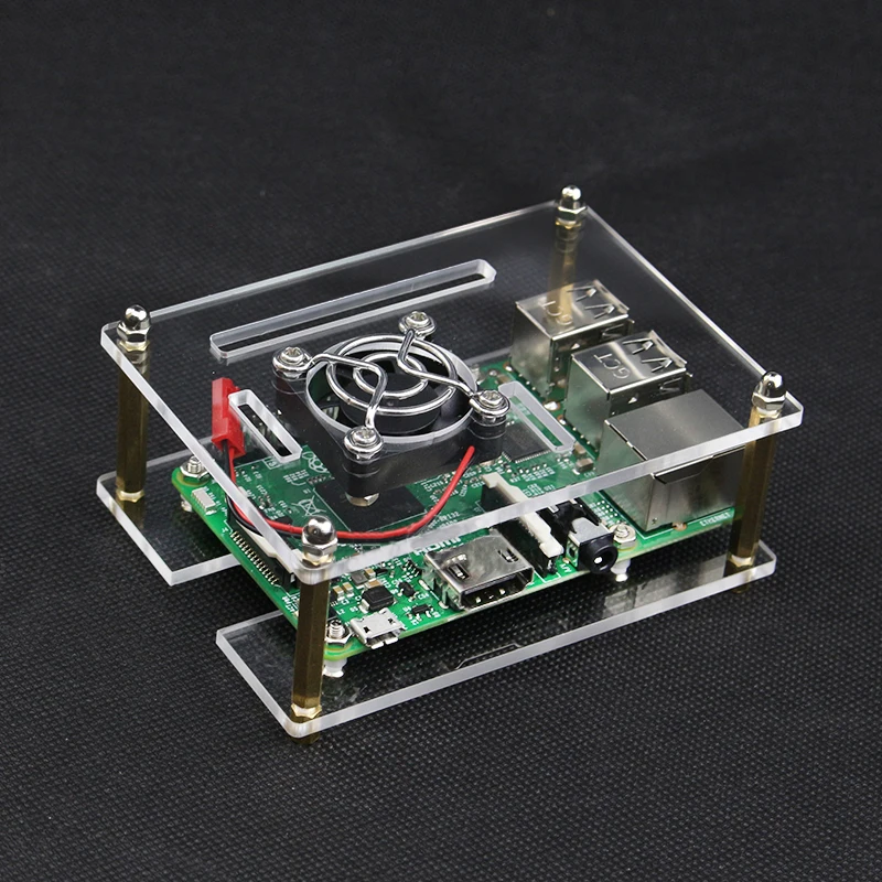 Raspberry Pi 4 акриловый чехол с охлаждающим вентилятором Прозрачный для pi Модель B
