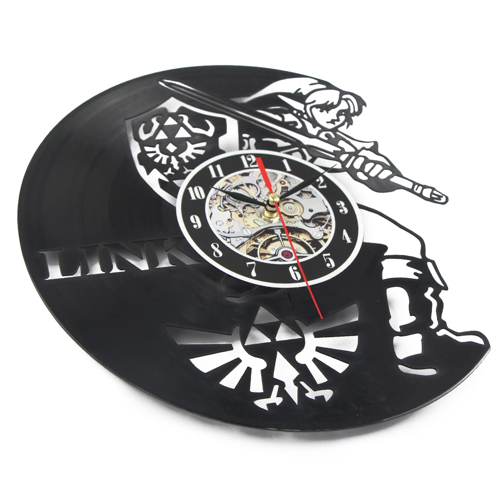 Klok Horloge Murale виниловые настенные часы дизайн Легенда о Zelda тема полые диск