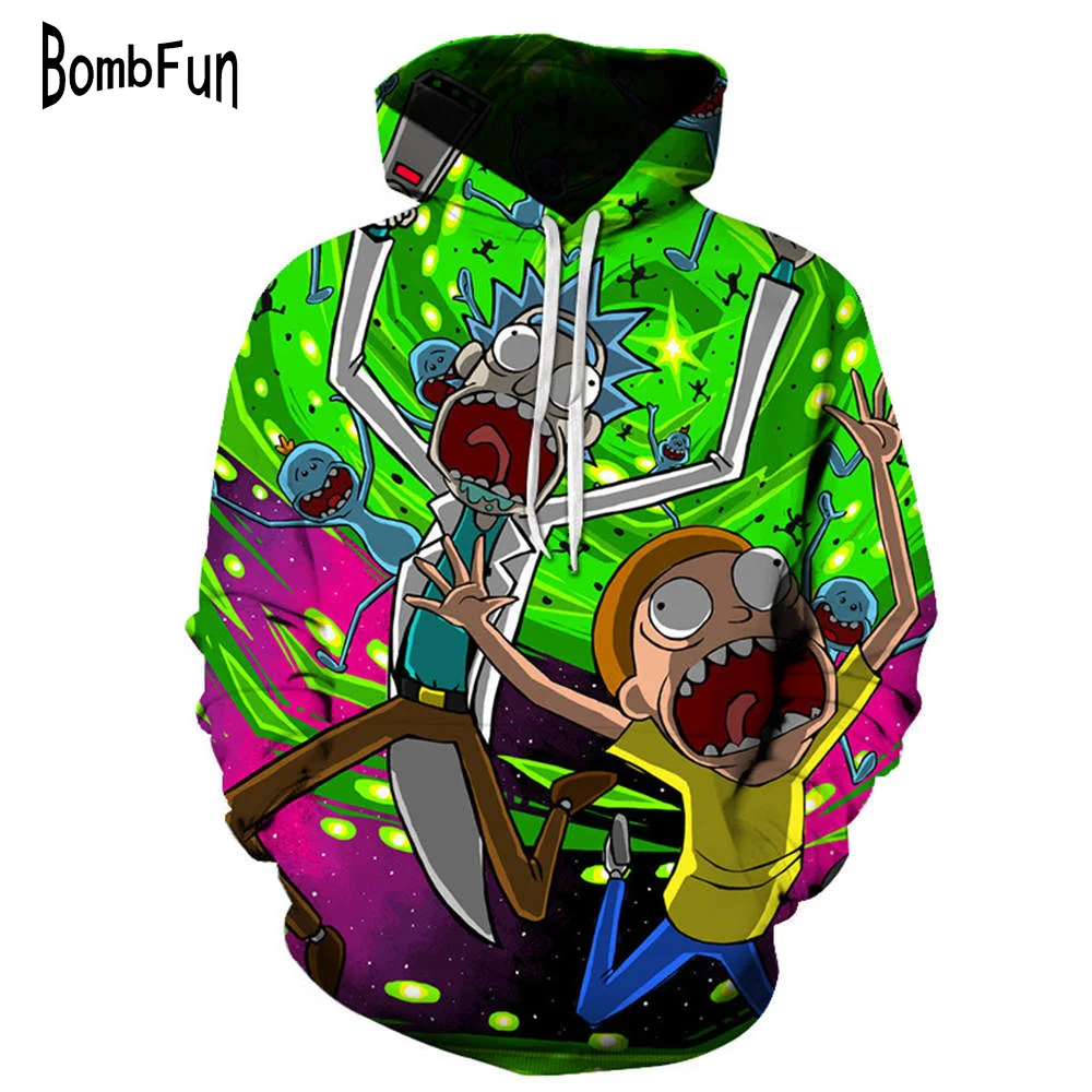 BombFun/мужские и женские толстовки с капюшоном рисунком из мультфильма 3D принтом