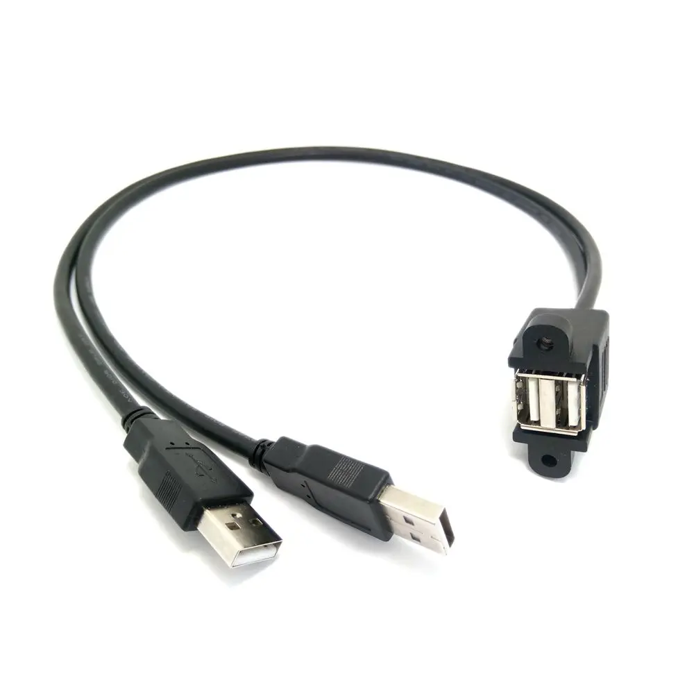 0.25 м 1 сиамские Dual port USB2.0 УДЛИНИТЕЛЬ с резьбовыми отверстиями может быть