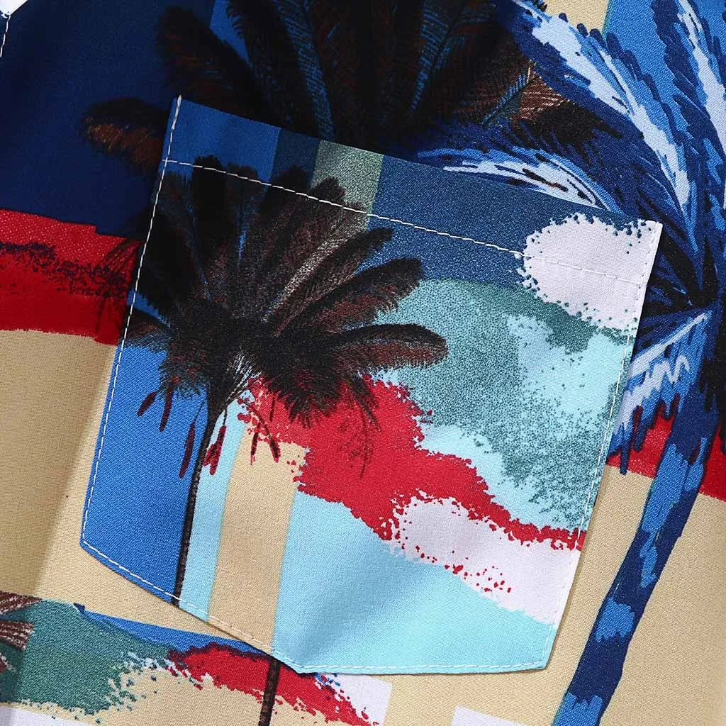 2018 брендовая летняя Гавайская Мужская пляжная рубашка с принтом кокосовых пальм