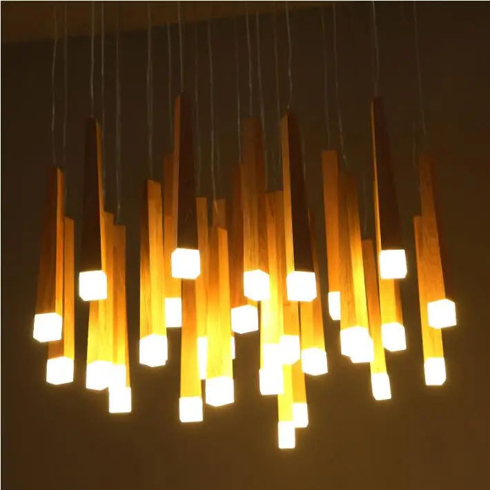 

Винтажные подвесные светильники, деревянные осветительные приборы, современные светодиодные комнатные светильники, лампы для украшения д...