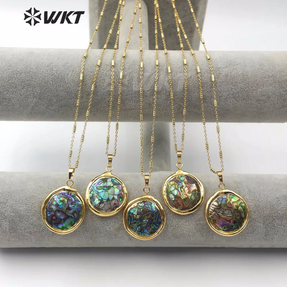 Оптовая продажа натуральное красочное крутое ожерелье WKT WT-JN061 из ракушек круглая