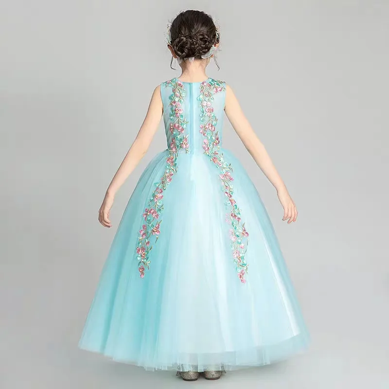

Children Girls High-grade Embroidery Flowers Birthday Wedding Party Fluffy Dress Summer Elegant Baby Kids Communication Dresses