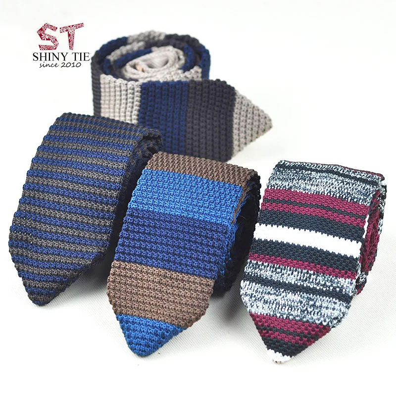 Мужской вязаный галстук для отдыха треугольные полосатые галстуки 7 см ширина