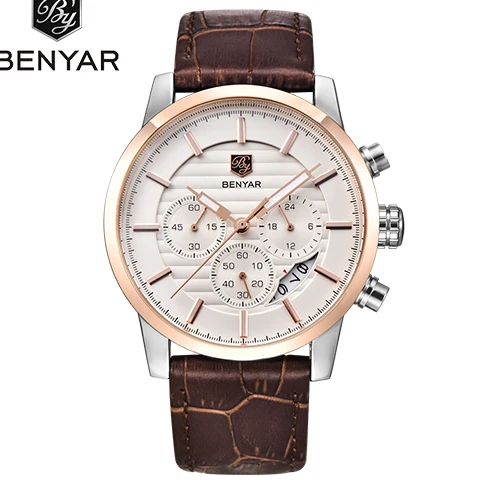 BENYAR часы мужские Montre Hommes Топ Марка де люкс кварцевые спортивные часы Montres Hommes де режим Montre-браслет relogio masculino - Цвет: Brown gold