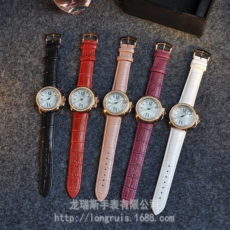 Модные брендовые женские Часы Guou со стразами ремешком и календарем прочные