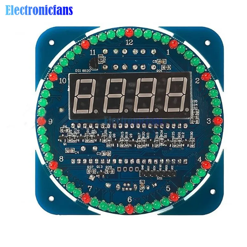 

DIY DS1302 Digital LED Tube Display DS1302 Rotating LED Time Clock Alarm Temperature Module Diy Kit Mini USB 5V 3V For Arduino