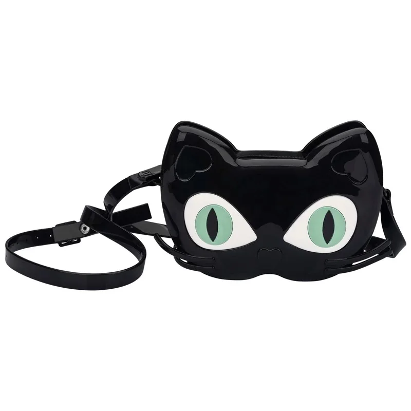 Melissa/оригинальная милая сумка с кошкой; Новинка года; прозрачные сандалии для девочек; цвет черный, золотой, красный